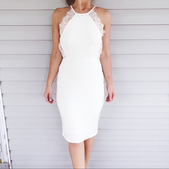 White lace trim midi dress - Picture 8 of 8